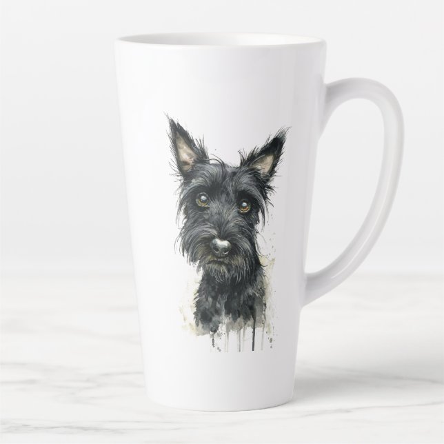 Mug Latte Terrier Écossais Noir (Droite)