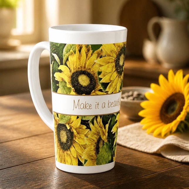 Mug Latte Tournesol Belle Journée (Créateur téléchargé)