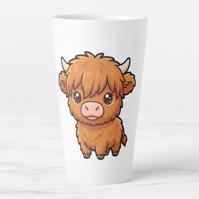 Mug Latte Vache Highland Bébé Mignon (Devant)