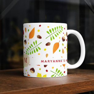 Mug L'automne coloré laisse motif avec nom personnalis
