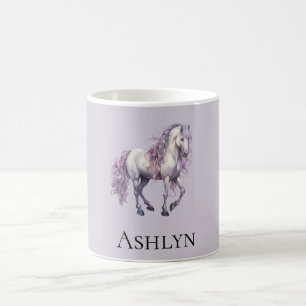 Mug Lavande Blanche Florale Cheval Cowgirl