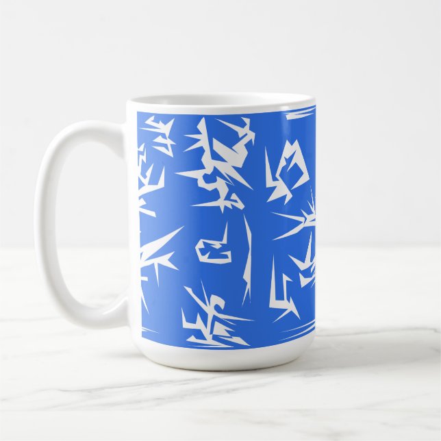 Mug Lavande Bleu Et Blanc Art Abstrait Funky (Gauche)
