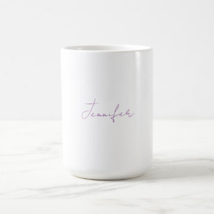 Mug Lavande Calligraphie Élégante Plaque Nom simple