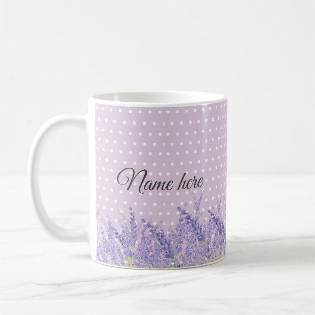 Mug lavande, élégant, moderne, tendance, floral, viole (Gauche)