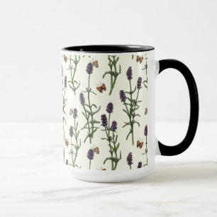 Mug Lavande et papillons sur blanc