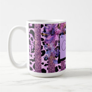 Mug Lavande et rose empreinte de léopard design sassy