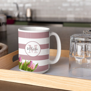 Mug Lavande et Tulipe Monogrammé Personnalisé