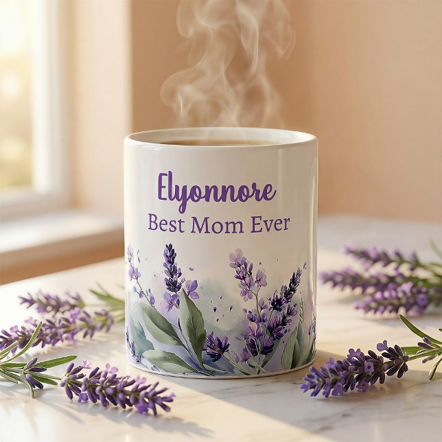 Mug Lavande Floral Printanier Meilleure Maman (Créateur téléchargé)