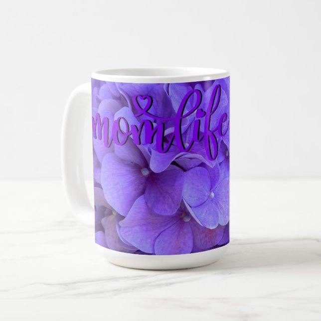 Mug Lavande lilas violet Hydrangeas violet Fleurs (Devant gauche)
