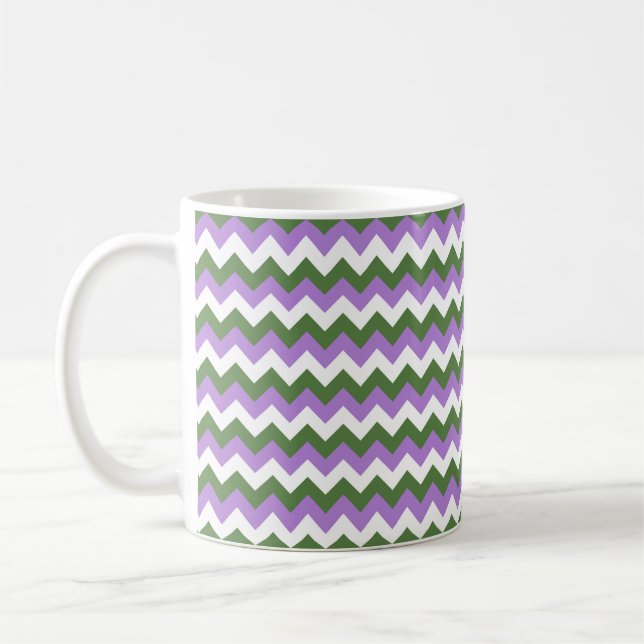 Mug Lavande, vert et blanc Chevron Zigzag (Gauche)