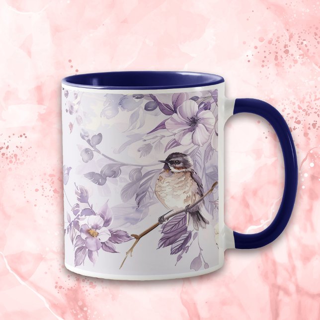 Mug Lavender Floral Bird Nature (Créateur téléchargé)