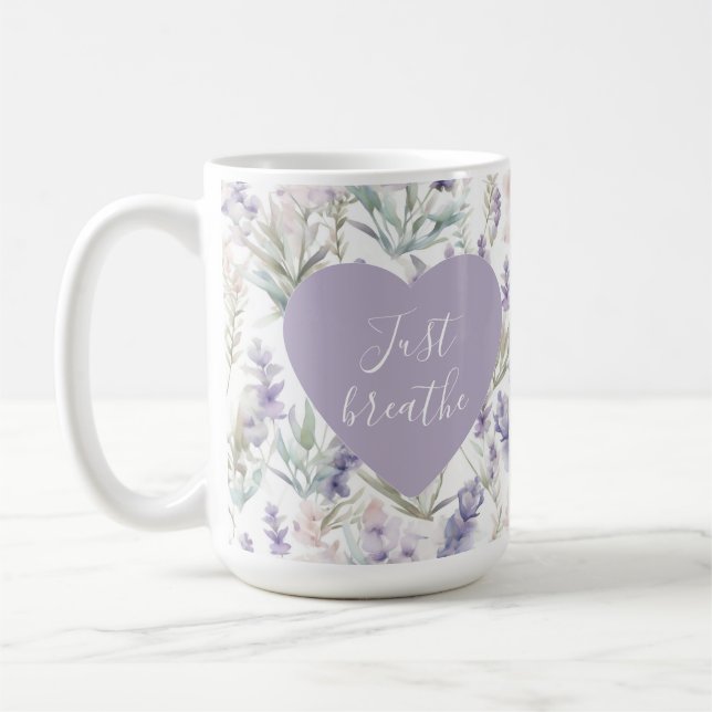 Mug Lavender Floral Respire Juste La Motivation Du Cal (Gauche)