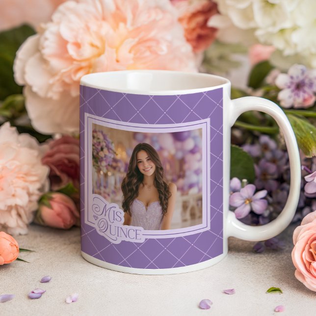 Mug Lavender Mis Quince Photo Quinceanera Keepsaké (Shown on a classic mug)