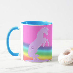 Mug Lavender Unicorn Silhouette (arrière - plan arc-en