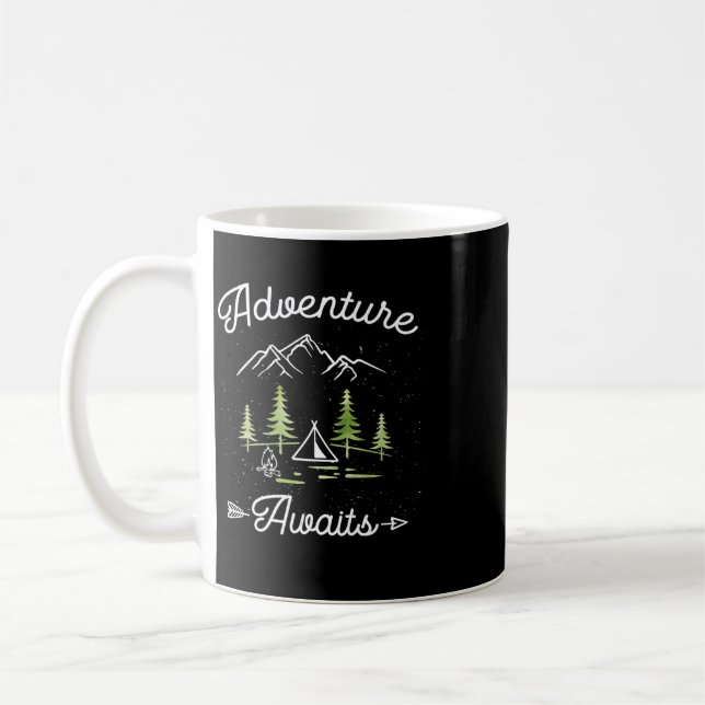 Mug L'aventure Attend Camping Randonnée Voyage Extérie (Gauche)