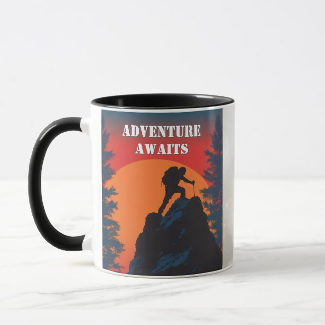 Mug L'aventure Attend Silhouette de Montagne Coucher d (Gauche)