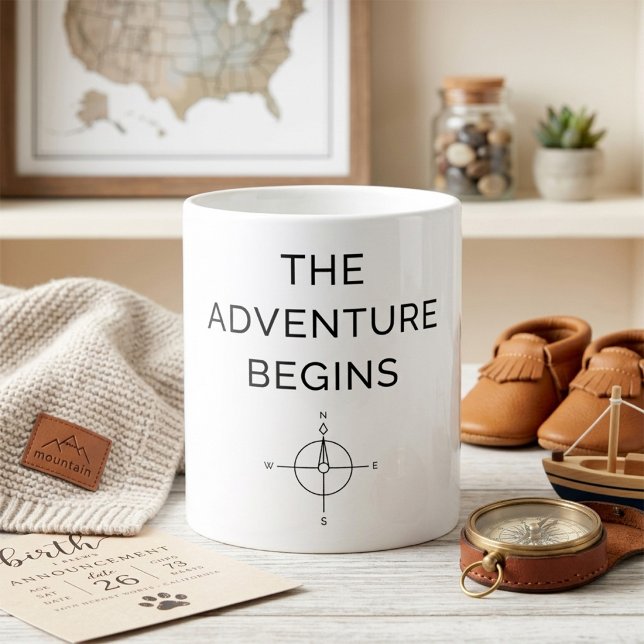 Mug L'aventure commence Annonce de nouveau bébé mignon (Créateur téléchargé)
