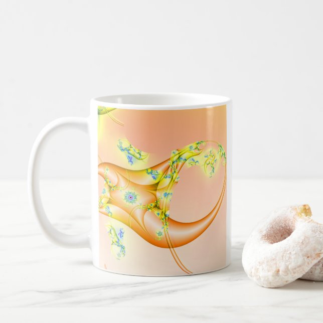 Mug Lavette | Art fractal orange et jaune (Avec donut)