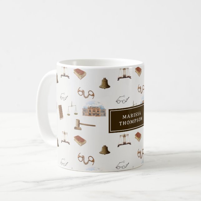 Mug Law Scales Gavel Juridique Antique Motif (Devant gauche)