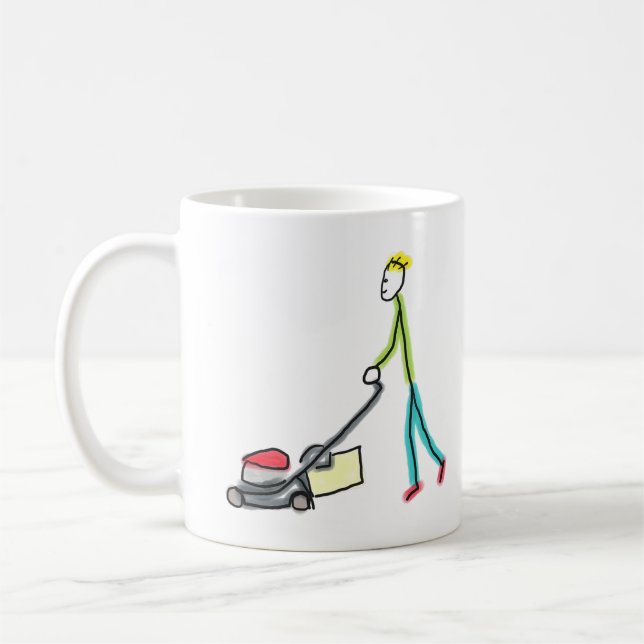 Mug Lawn Mowing Stickman (Gauche)