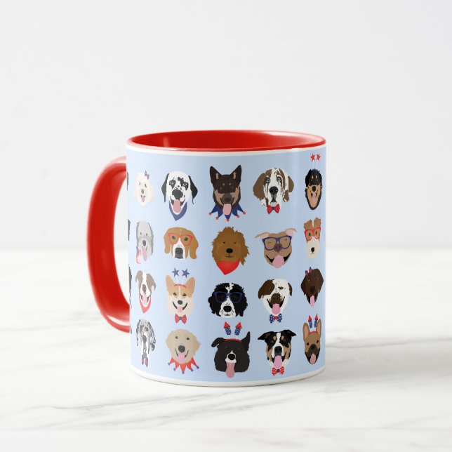 Mug Le 4 Juillet Dog Visages (Devant gauche)