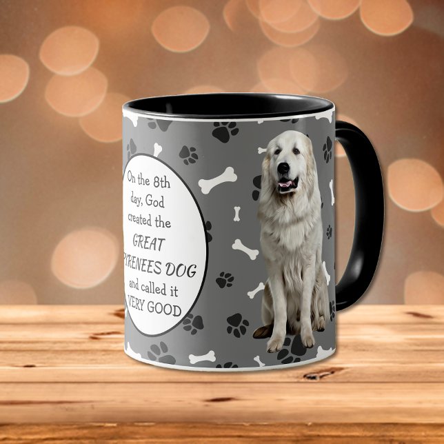 Mug Le 8ème jour Dieu a créé de grands chiens pyrénéen (Créateur téléchargé)