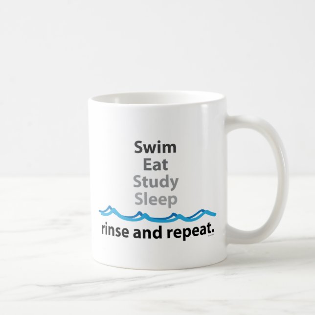 Mug Le bain, mangent, étudient, dorment… rinçage et (Droite)