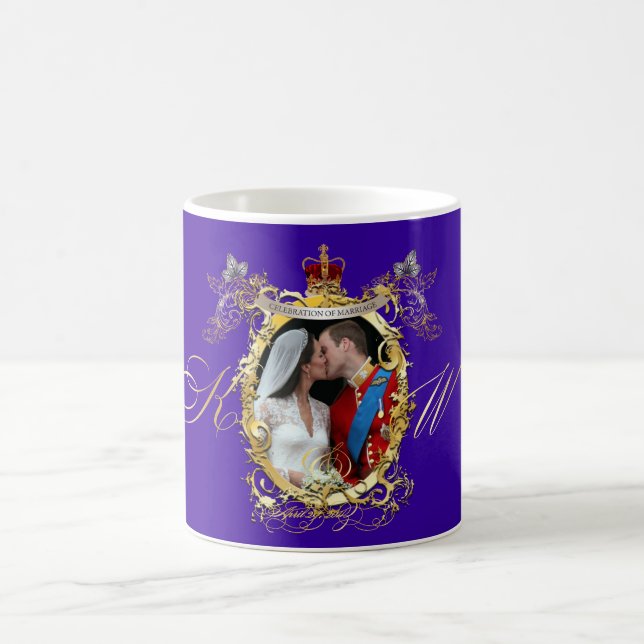 Mug le baiser, mariage will+kate, Couleur personnalisé (Centre)