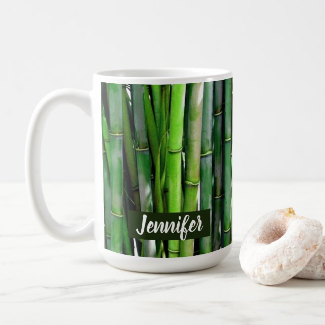 Mug Le Bambou vert Stalks Photographie de la nature (Avec donut)