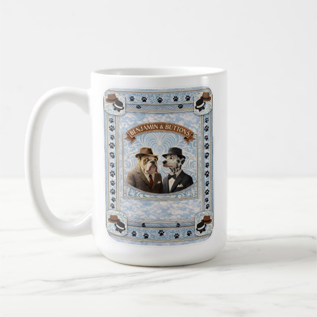 Mug Le Benjamin et boutons chien élégant céramique vin (Gauche)