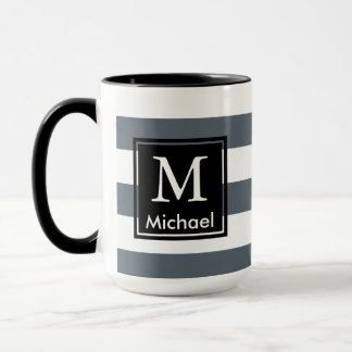 Mug Le blanc épais moderne barre le monogramme de