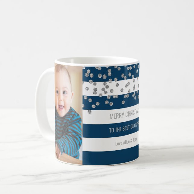 Mug Le bleu marine barre meilleur Noël de papa de (Devant gauche)