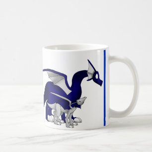 Mug Le bleu marine/dragons argentés de mère et