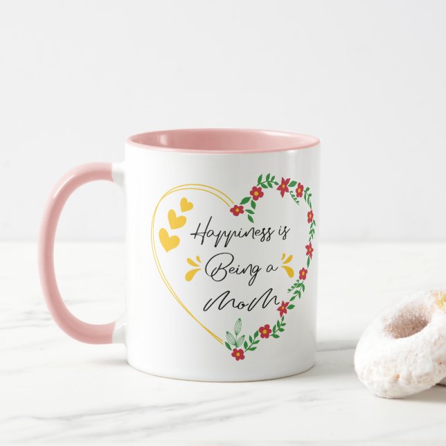Mug Le bonheur d'être maman Funny Mothers Day Nouvelle (Avec donut)