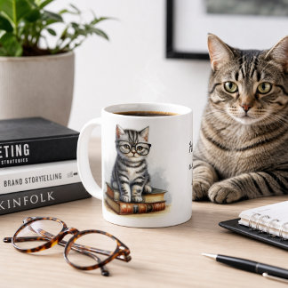 Mug Le bonheur est un chat chaud et un bon livre Migno