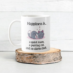 Mug Le bonheur est... une chambre tranquille, un chat 