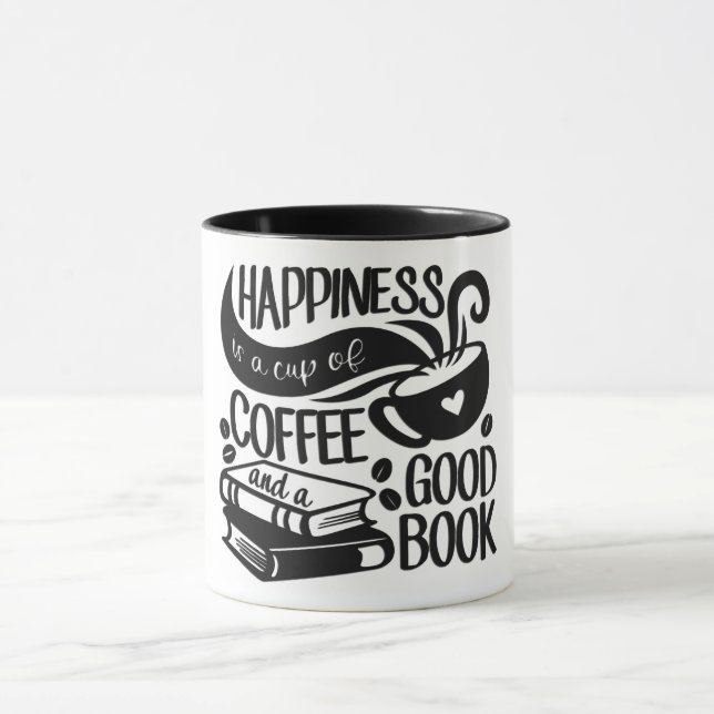 Mug Le Bonheur Est Une Coupe De Café Et Un Bon Livre (Centre)
