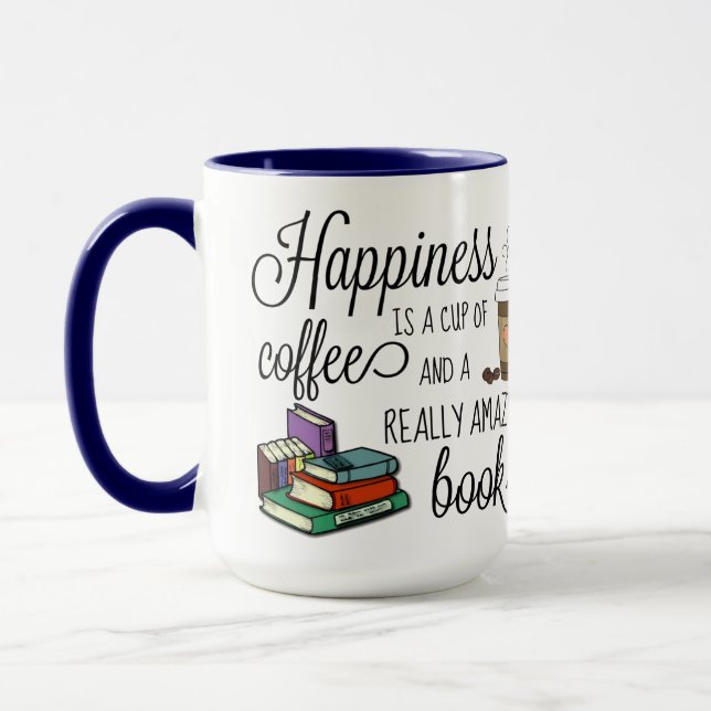 Mug Le bonheur est une coupe de café et un livre Extra (Gauche)