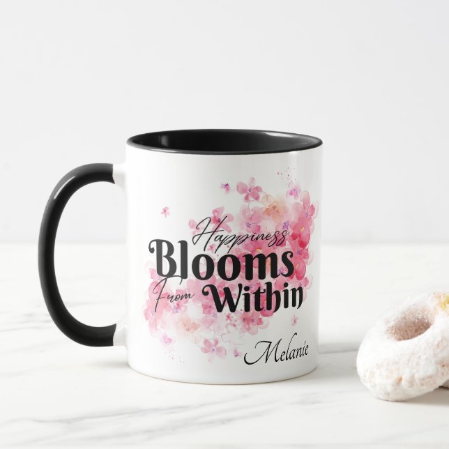 Mug Le bonheur fleurit de l'intérieur (Avec donut)