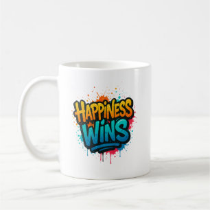 Mug Le bonheur gagne le design Graffiti