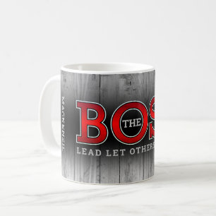 Mug Le BOSS Dirige Les Autres Suivent sur Bois Rustiqu