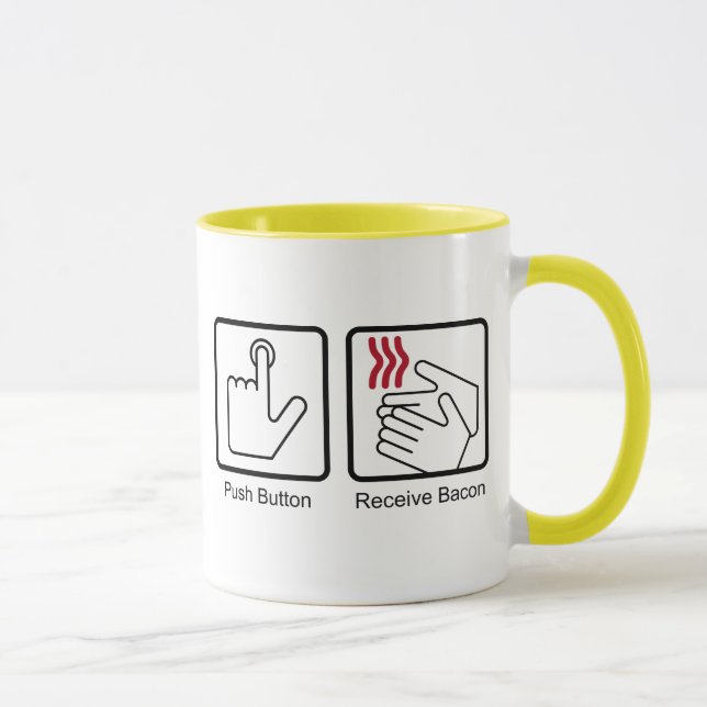 Mug Le bouton poussoir, reçoivent le lard - (Droite)