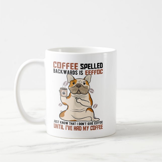 Mug Le CAFÉ épelé vers l'arrière est EEFFOC Pitbull Dr (Gauche)
