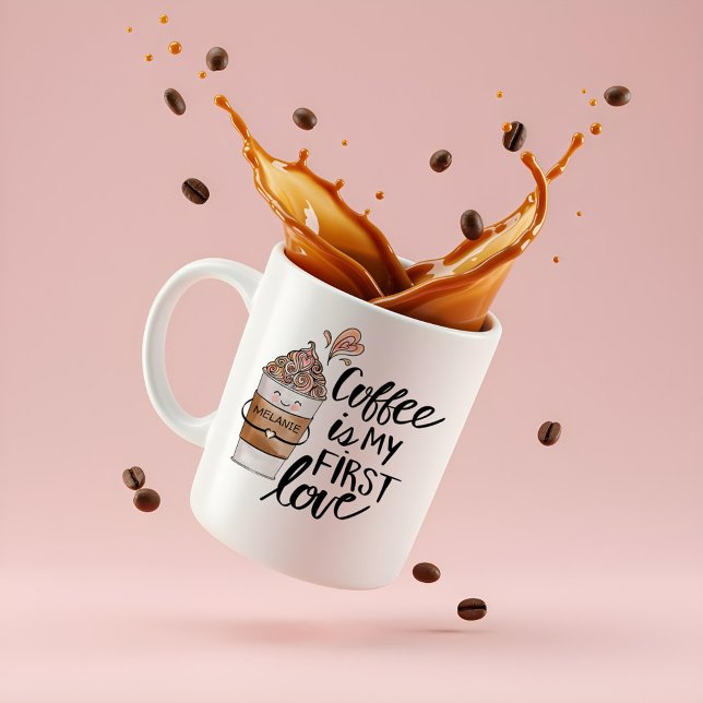 Mug Le café est mon premier amour mignon café drôle La (Coffee is My First Love Cute Funny Coffee Latte Coffee Mug)