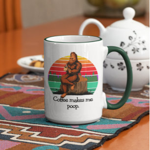 Mug Le café me fait poop Bigfoot Sasquatch Drôle 15oz