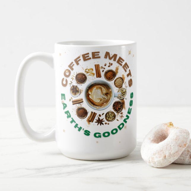 Mug Le café rencontre la bonté de la Terre – Infusion  (Avec donut)