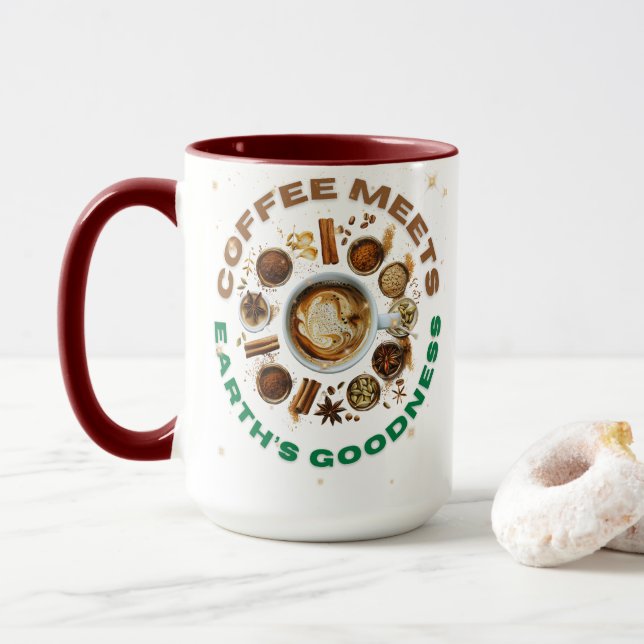 Mug Le café rencontre la bonté de la Terre – Infusion  (Avec donut)