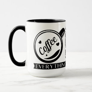 Mug Le café résout tout drôle citation noir blanc