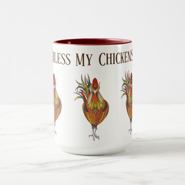 Mug Le café Tasse-Bénissent mes poulets (Centre)