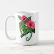 Le caméléon de Jackson avec Hibiscus